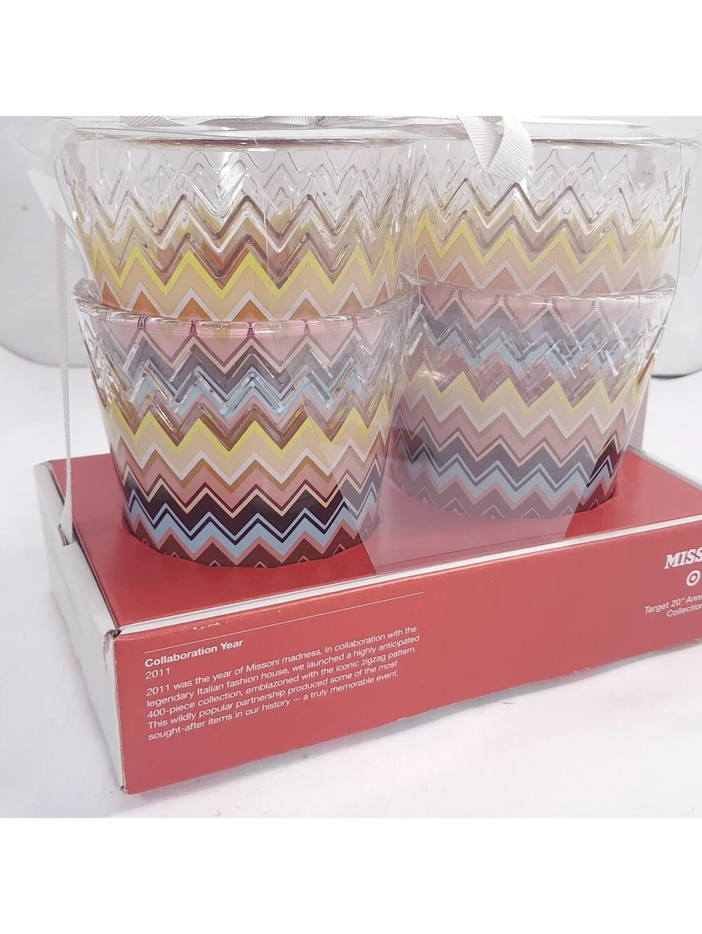 New Missoni x Target Chevron Zig Zag Tumblers Plastic set 4 cups drinkware